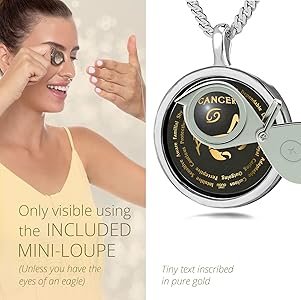 Amazon.com: 14k White Gold Cancer Necklace Zodiac Pendant